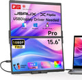 JSAUX FlipGo Pro 15.6' Dual Portable Monitors, 1080P FHD IPS Dual Screen Monitor, Triple Screen Laptop Monitor Extender for Wins/macOS (Driver Required) with Magnetic Design/Plug & Play/Built-in Hub