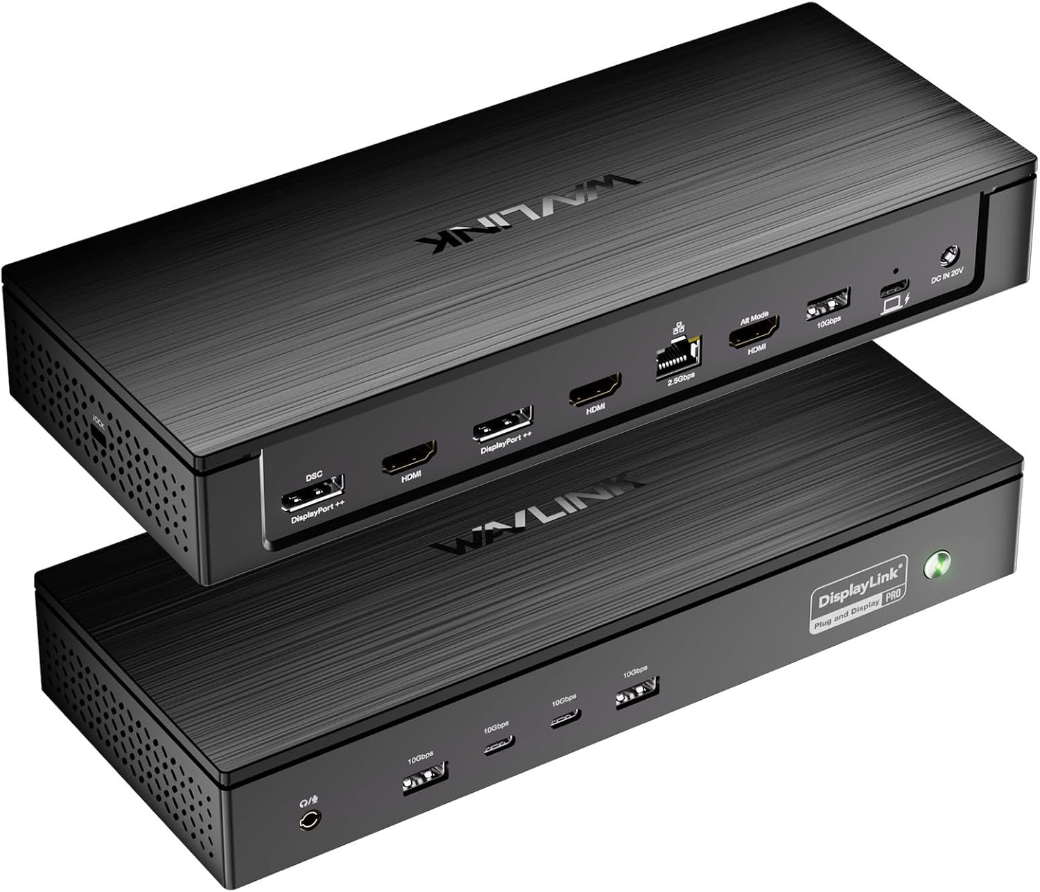 WAVLINK Pro Docking Station 5 Monitors, Up to Five 4K Displays for Mac(M1-5, Neo) & Windows, DisplayLink Dock with PD100W, 2X DP 1.4(120Hz), 2X HDMI, Alt HDMI, 2.5Gbps Ethernet, Driver Required DL7400