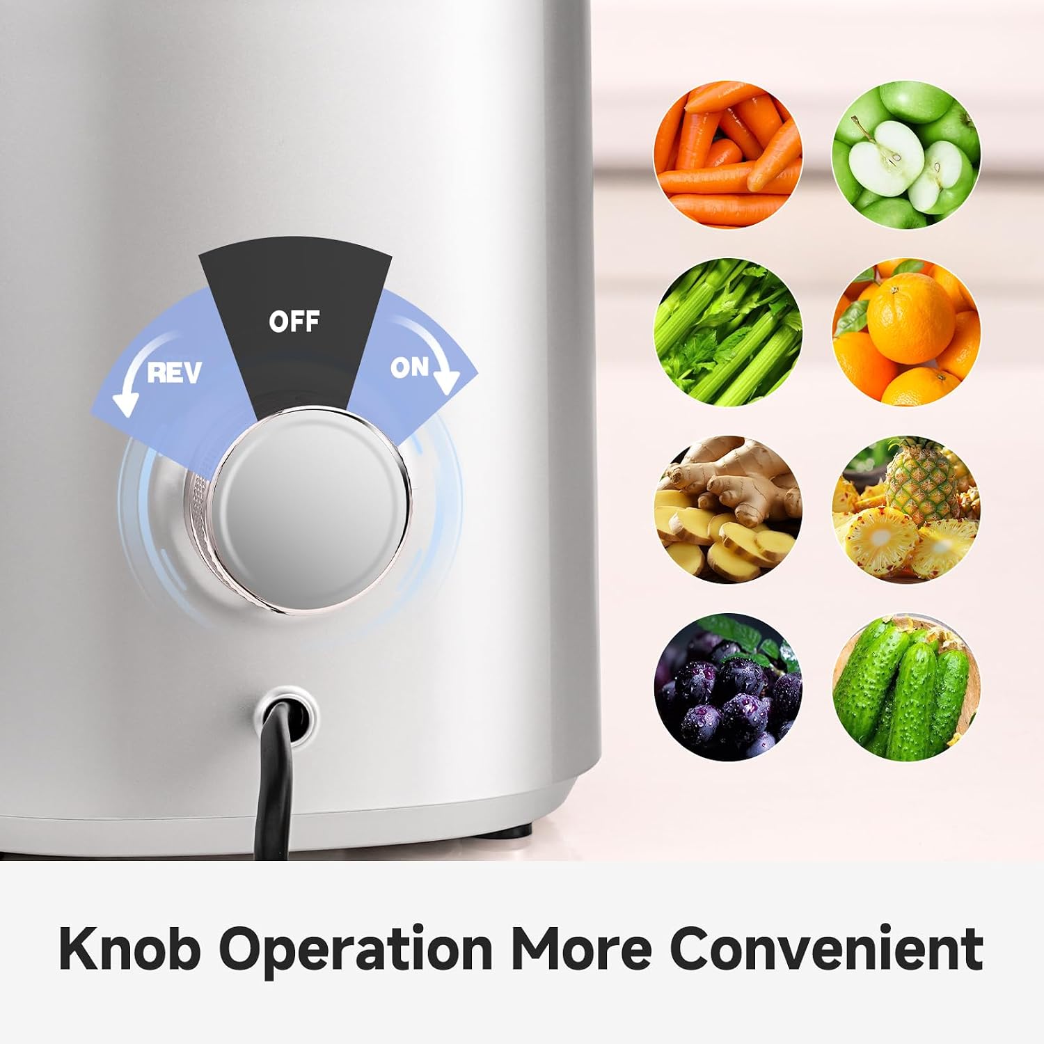 AMZCHEF Cold Press Juicer – 5.8' Wide Mouth Hopper for Whole Recipe Loading, Self Feeding for Hands-Free Operation, Zero Waste Masticating Juicer For More Juice, Less Pulp – Triple Strainers