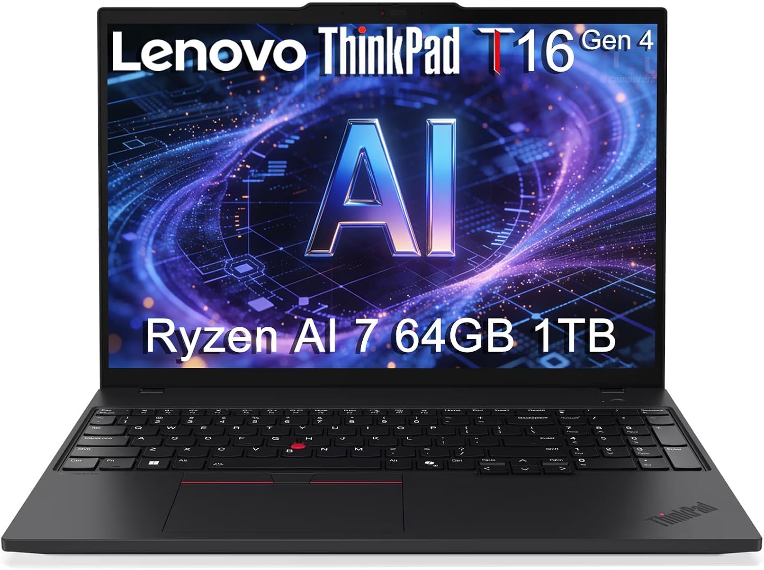 Lenovo ThinkPad T16 Gen 4 Business AI Laptop (16' FHD+, AMD Ryzen AI 7 PRO 350 (> Intel Ultra 7 255U), 64GB DDR5, 1TB SSD) Copilot+ PC, 2x Thunderbolt 4, Backlit, Fingerprint, IR Webcam, Win 11 Pro