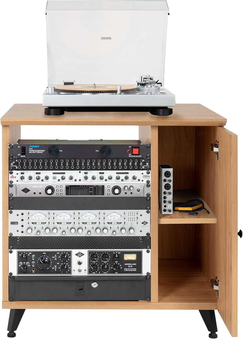 Gator Frameworks Elite Furniture Series Sidecar Cabinet with with Configurable Rack Space & Shelving Natural Maple Finish, (GFW-ELITESIDECAR-MPL)