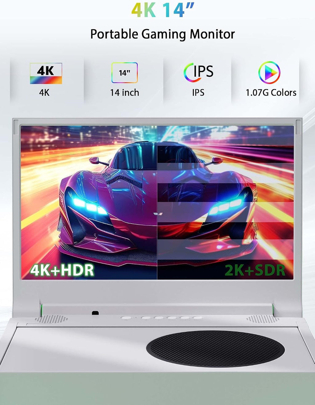 DEPGI 4K 14' Portable Gaming Monitor IPS Screen for Xbox Series S（not Included） with Remote Control, Portable Monitor with HDR10, AMD FreeSync, 2X HDMI for Indoor Outdoor Travel