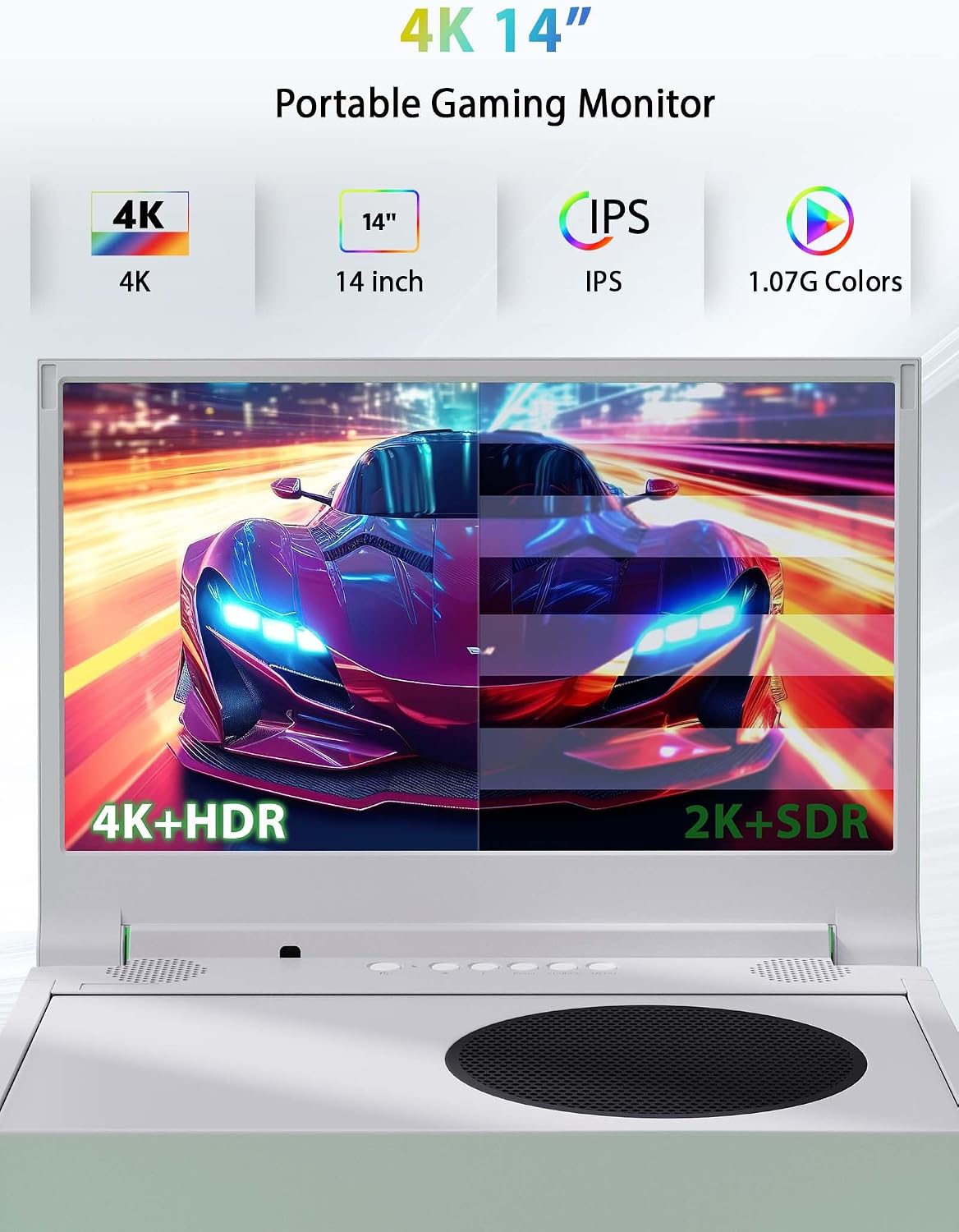 DEPGI 4K 14' Portable Gaming Monitor IPS Screen for Xbox Series S（not Included） with Remote Control, Portable Monitor with HDR10, AMD FreeSync, 2X HDMI for Indoor Outdoor Travel