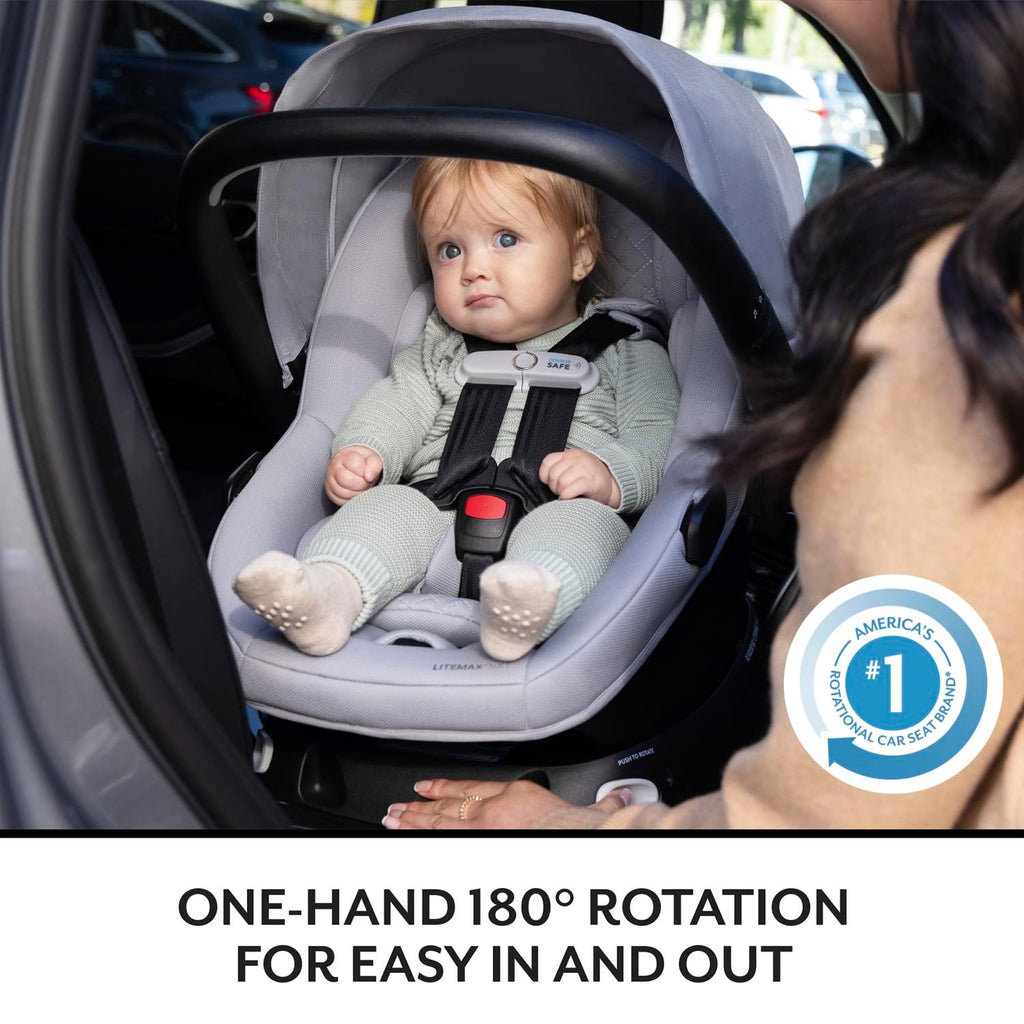 Evenflo Revolve180 LiteMax NXT Rotating Rear-Facing Lightweight Preemie and Infant Car Seat 3-30lbs. with SensorySoothe. Easy Install with Base (Agate Purple)
