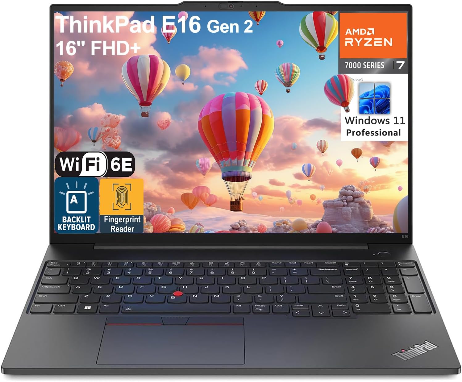 Lenovo ThinkPad E16 16 WUXGA Laptop Computer, 32GB DDR5 RAM, 1TB PCIe SSD, AMD Octa-Core Ryzen 7 7735HS (Beat i7-1355U), WiFi 6E, Backlit KB, Fingerprint, Numeric Keypad, Win 11 Pro, Jet Black