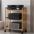 Media Stand 2/3/4/5 Tier Media Component Storage Unit Shelves, Movable Audio Video Tower DVD Cd Record Player Stand Stereo Equipment Cabinet, Turntable Holder for Living,W55Cm3 Tier