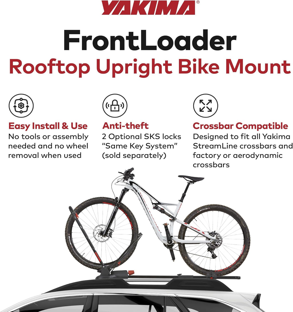 Yakima Rooftop Bike Rack Mount, Heavy-Duty Car & SUV Roof Carrier, FrontLoader, Black - Bicycle Storage Equipment and Accessories for Vehicles
