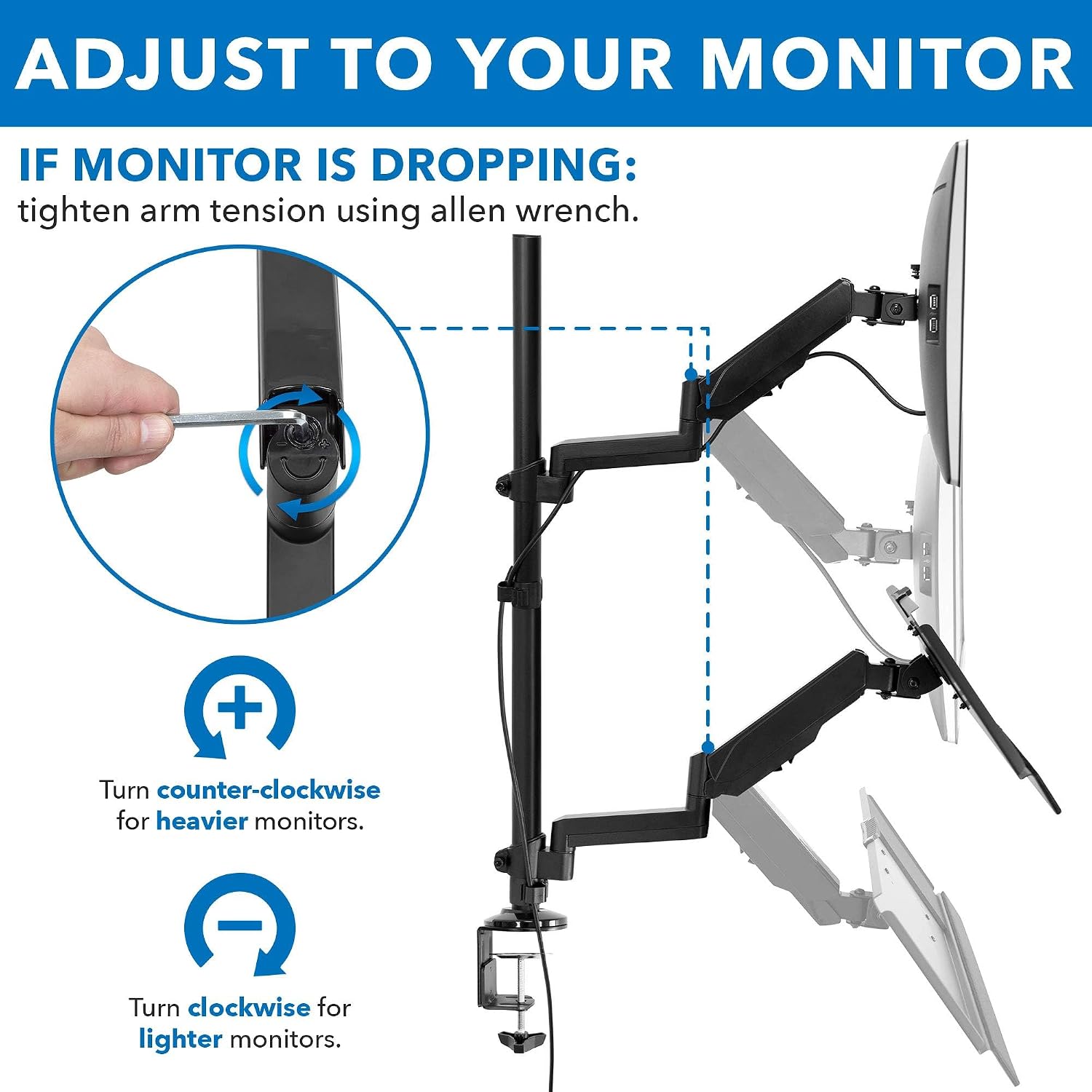 Mount-It! Sit-Stand Monitor Arm Desk Mount with Keyboard Tray, Single Monitor Fits Up to 32', Height Adjustable Gas Spring, Full Motion Articulating Arm, Clamp or Grommet, Black