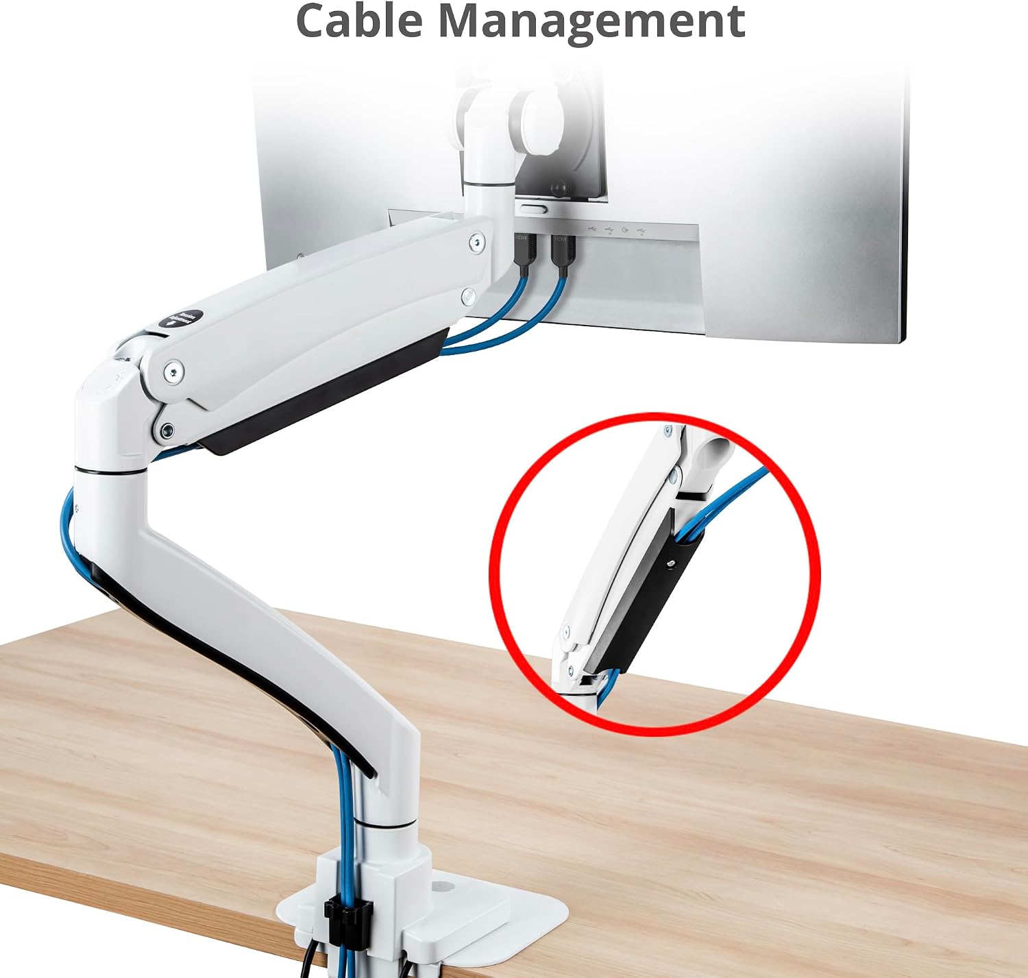 SIIG Ultra Heavy Duty Single Monitor Arm Desk Mount with USB A/C for Ultrawide Monitors up to 57 inches and 59.5 lbs - VESA 75/100/200, C-Clamp and Grommet (CE-MT3Z11-S1)