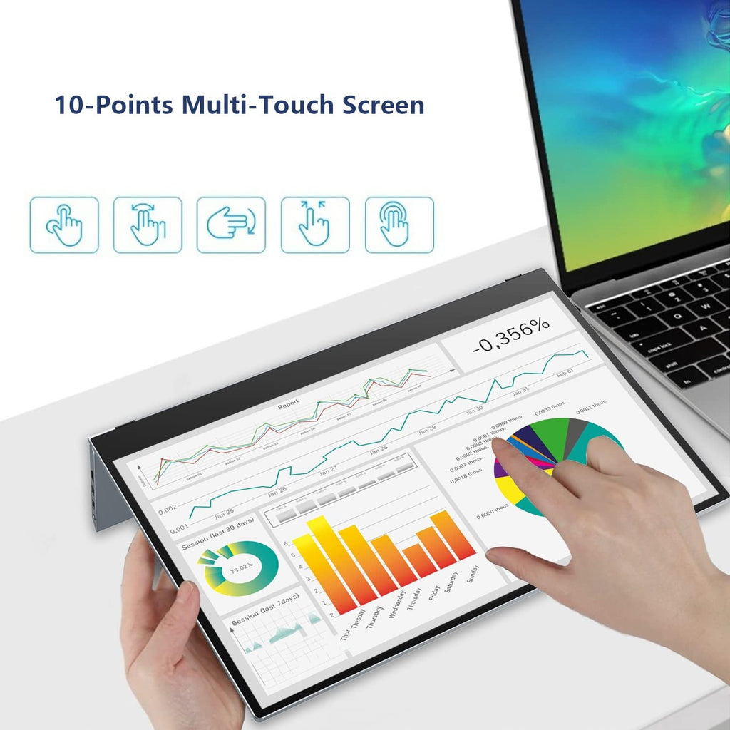 15.6' 4K Portable Monitor, Touchscreen UHD IPS Display,100% sRGB, USB-C/HDMI Laptop Display, Dual Speakers, Aluminum Alloy, Compatible with Laptop, PC, Smartphone, PS4/5, Xbox, Switch