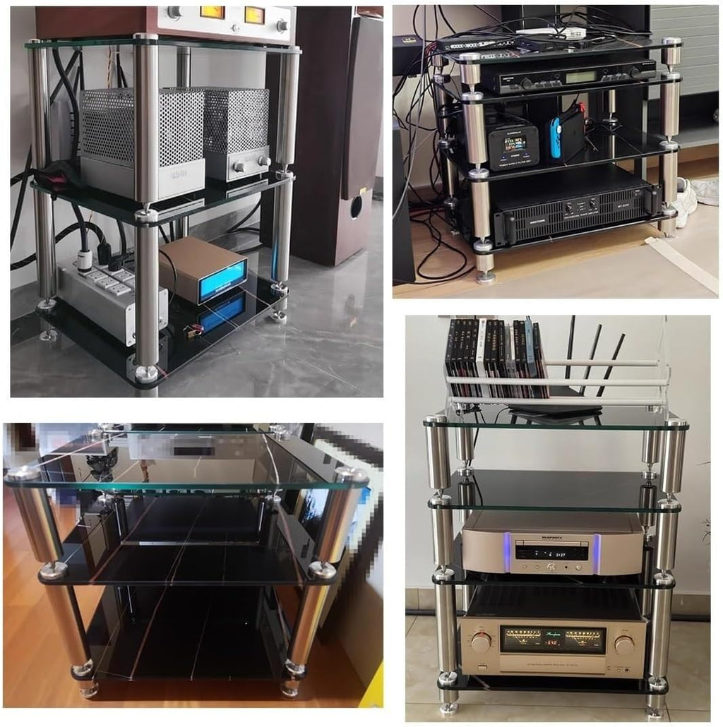 4 Tier Heavy Duty Audio Video Equipment Rack, Stereo Receiver Storage Unit for Home Office