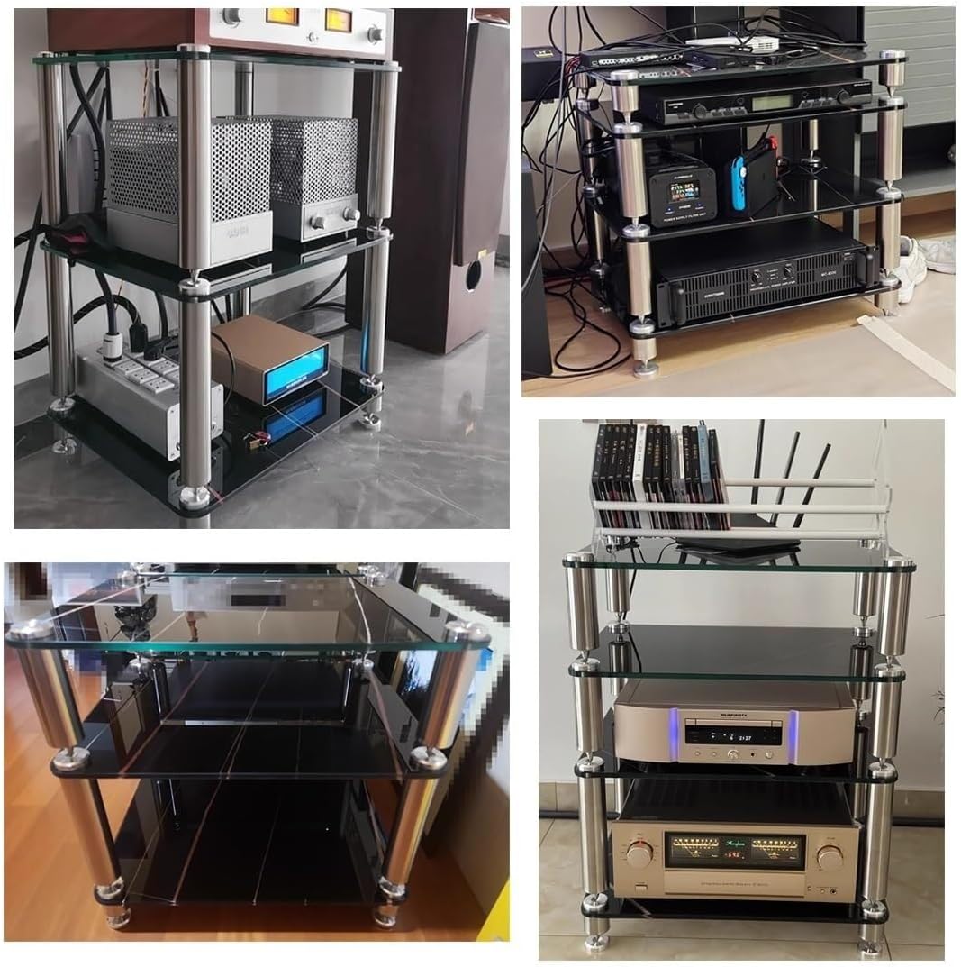 4 Tier Heavy Duty Audio Video Equipment Rack, Stereo Receiver Storage Unit for Home Office