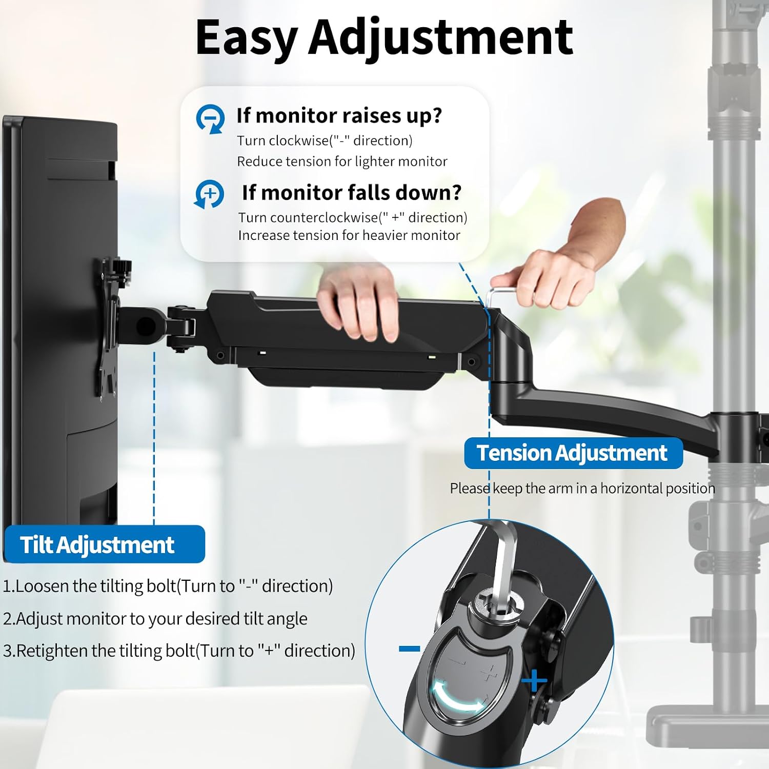 Triple Monitor Mount Fits Max 32' Computer Screen, Holds up to 17.6lbs Each Arm, 3 Monitor Desk Mount, Triple Stand with Tilt Swivel Rotation, VESA Mount 75/100mm