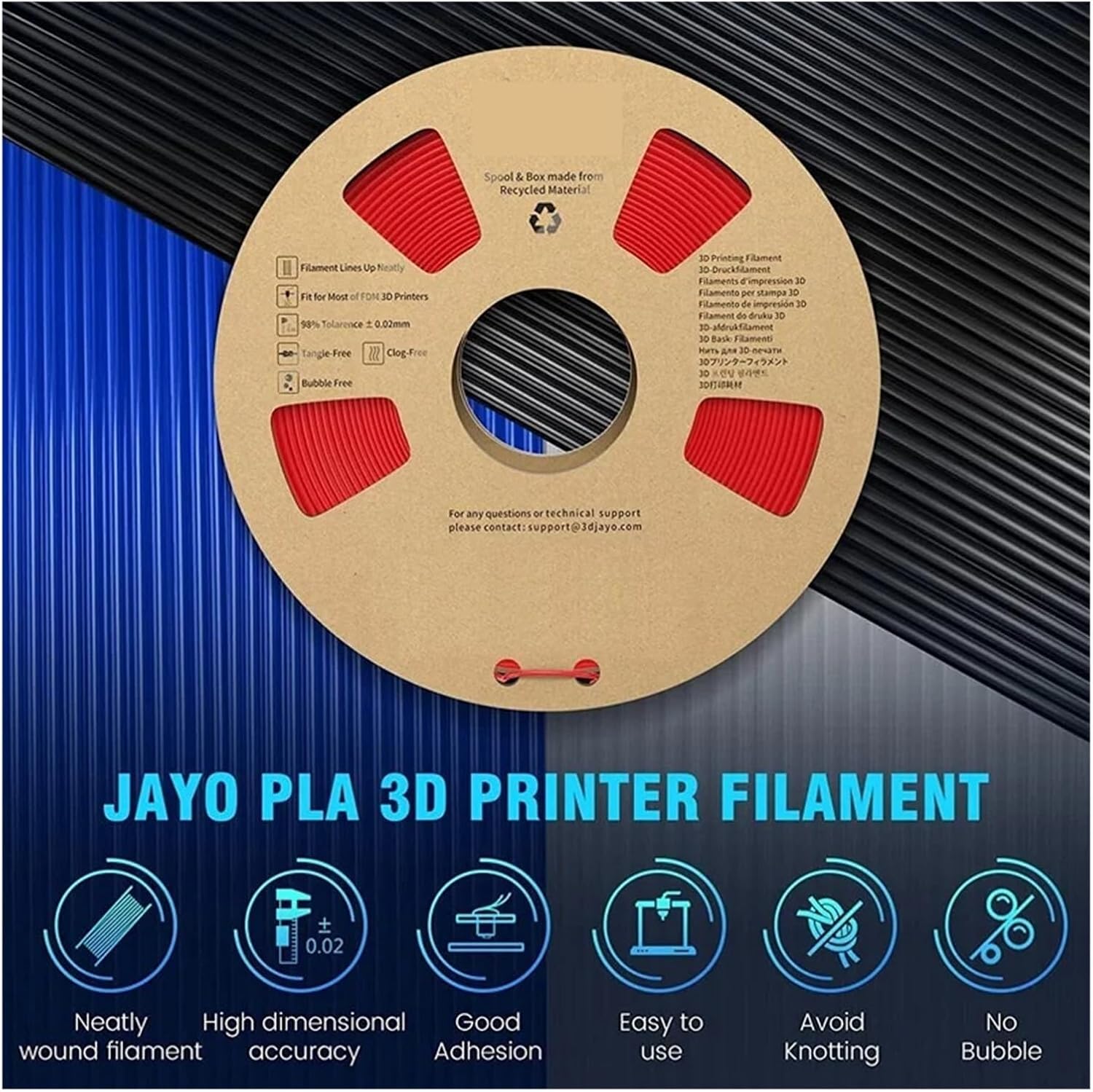 3D Printer Filament, PLA Meta Filament 1.75mm Multicolor Pack of 10 for 3D Printer and Pen(PLA Matte 10BL)