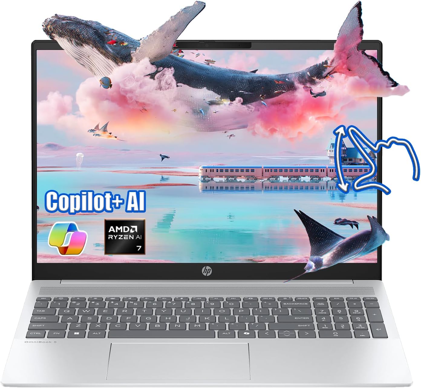 HP Omnibook 5 16' - 2025 AI Touch Laptop - 32GB LPDDR5xRAM- 2TB SSD - AMD Ryzen AI 7 350-2K (1920 x 1200) - Backlit KB - FHD Camera - Win 11 Pro