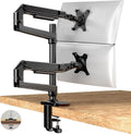 Ergounion Dual Monitor Mount, Holds Screens up to 40 Inches and 25 lbs, Fully Adjustable Dual Monitor Arm with C-Clamp and Grommet Base, Aluminum, Black