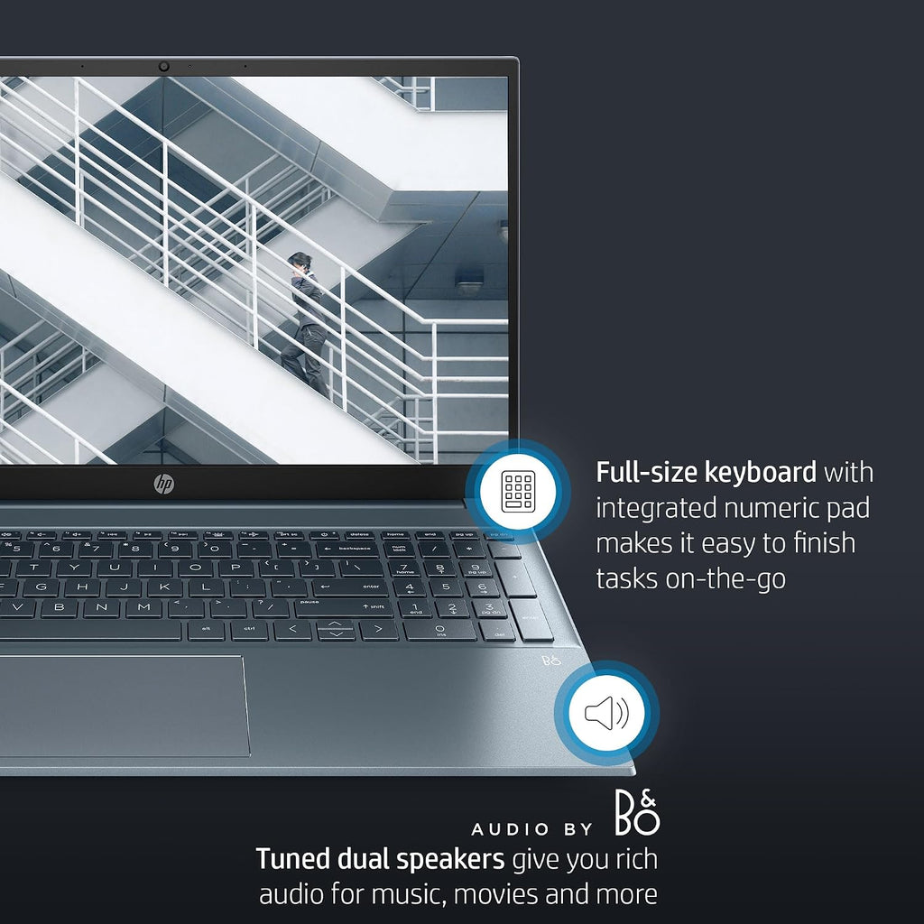 HP Pavilion 15 Laptop (15.6' FHD IPS, AMD Ryzen 5 5500U (Beats i7-1165G7), 16GB RAM, 512GB SSD) for Home & Business, Narrow-Bezel, BO Audio, Numeric Keypad, Webcam, Wi-Fi 6, Win 11 Pro, Blue