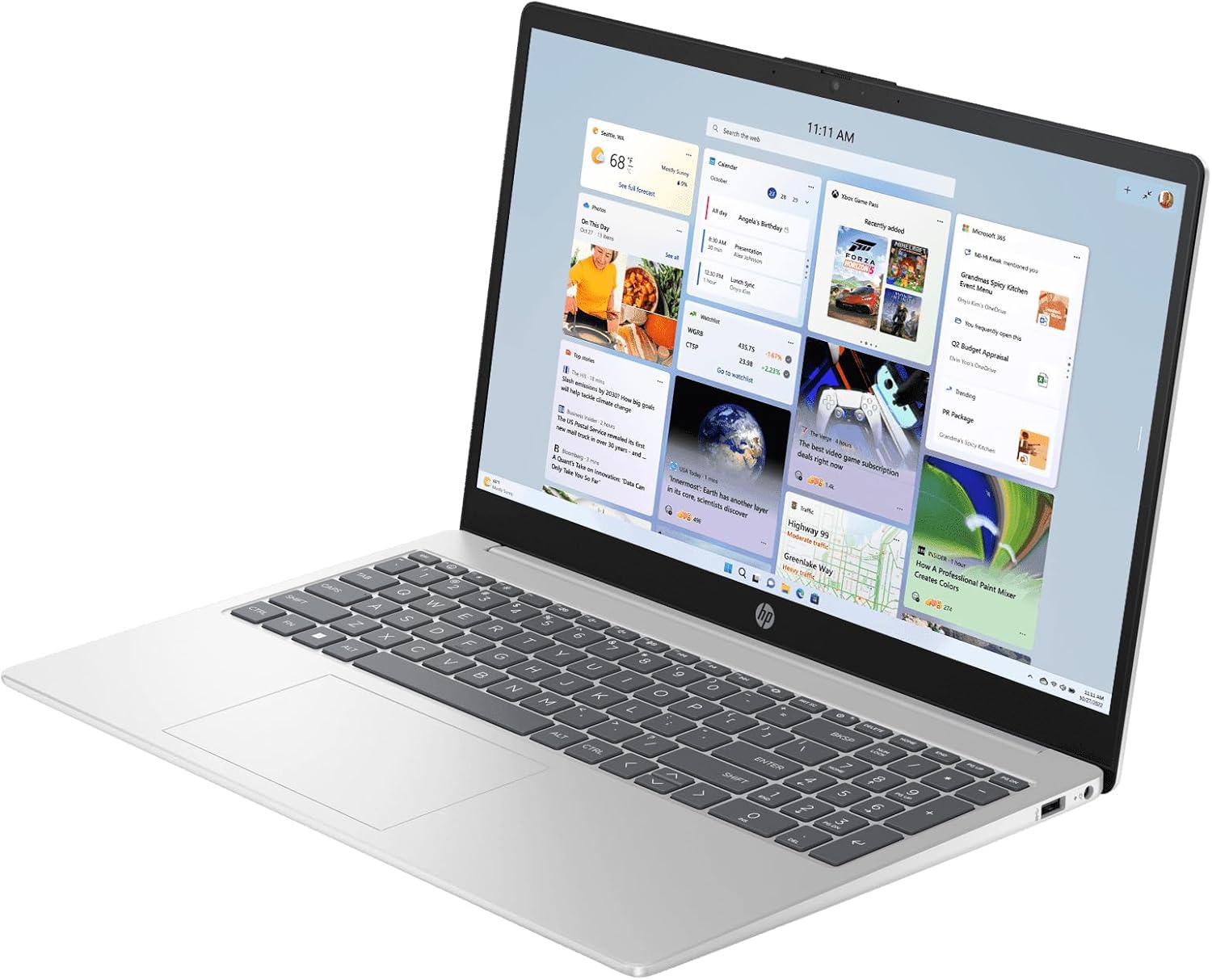 HP 15.6' FHD Laptop 2026 Notebook for Students & Remote Work, Intel N100, 16GB RAM, 256GB SSD, Lightweight, Long Battery Life, Wi-Fi 6, Office 365, Win 11 Home, Moonlight Silver, Type-C RJ45