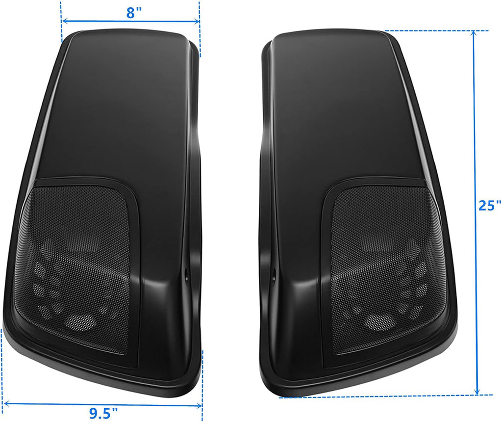 HR3 Color-Matched Black Denim Saddlebag Lids w/ 5'x7' Speaker Grills Compatible with 2014-later Harley Touring Road Glide Street Glide Ultra Limited Electra Glide Standard