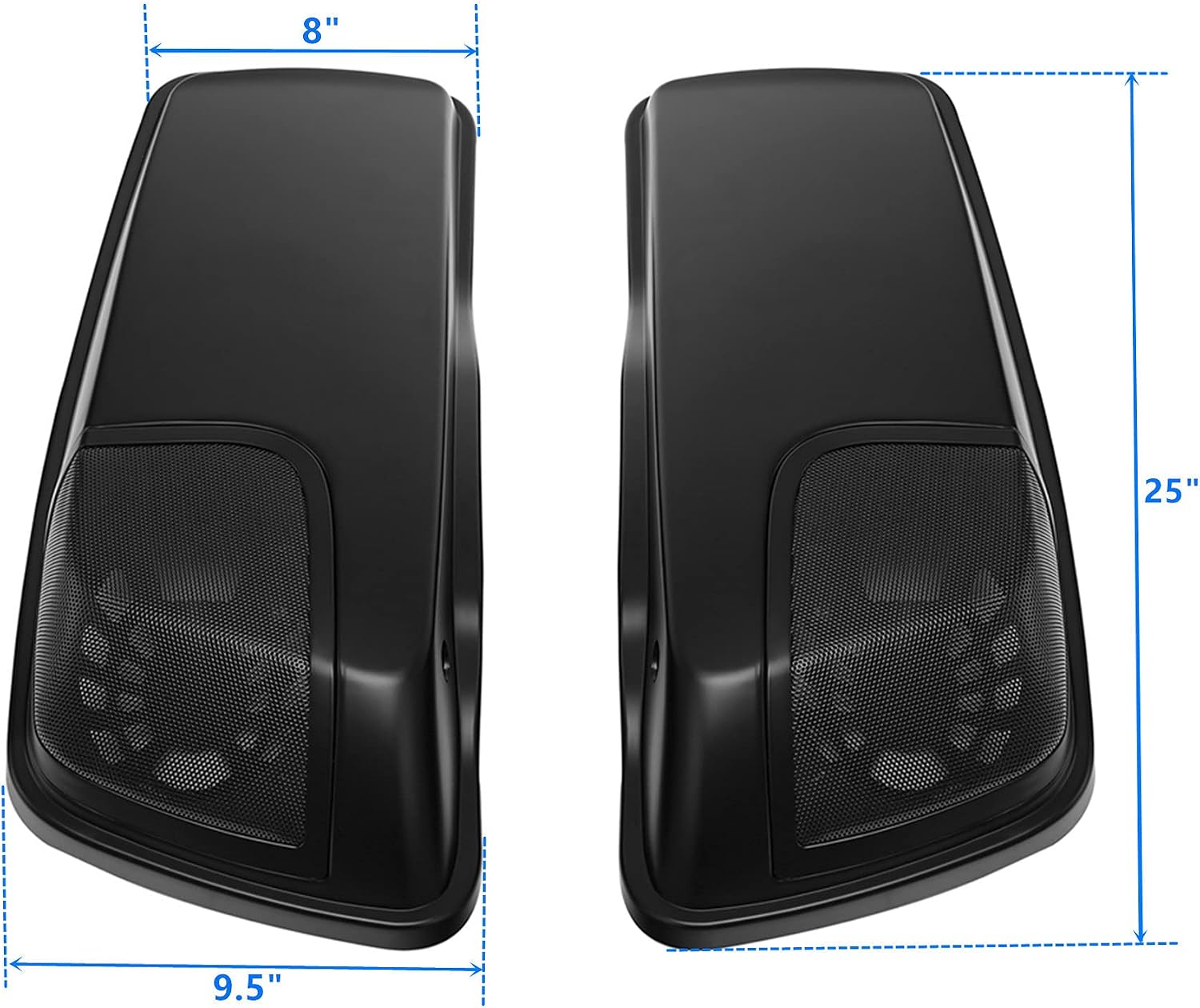 HR3 Color-Matched Black Denim Saddlebag Lids w/ 5'x7' Speaker Grills Compatible with 2014-later Harley Touring Road Glide Street Glide Ultra Limited Electra Glide Standard