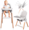 6 in 1 Deluxe Wooden High Chair for Babies & Toddlers, Modern Safe & Compact Baby Highchair, Easy to Clean & Assemble Removable Tray & Cushion, 6 Options 3 Seat Positions 2 Heights