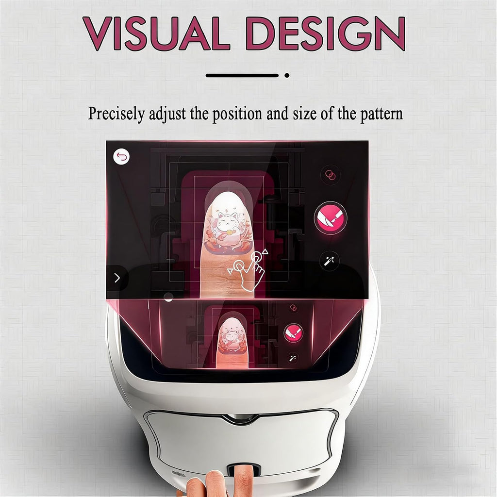 Automatic Smart 3D Art Nail Printer,Digital Mobile Nail Art Printer,Control Through Mobile App, for Beauty & Personal Care for Girls' Home Nails White