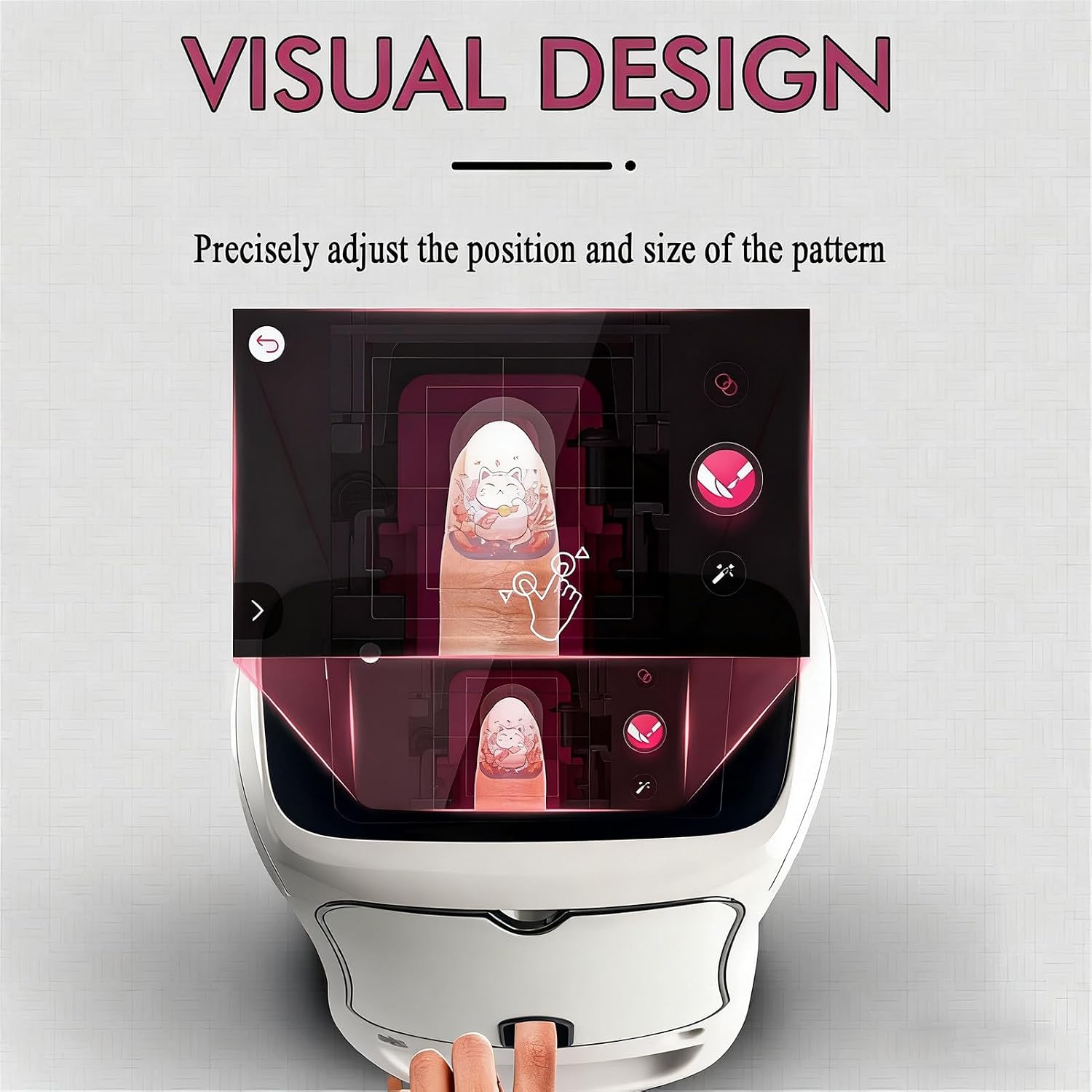 Automatic Smart 3D Art Nail Printer,Digital Mobile Nail Art Printer,Control Through Mobile App, for Beauty & Personal Care for Girls' Home Nails White