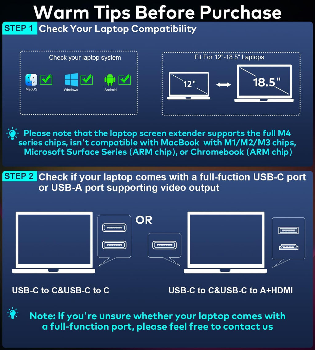 16' Laptop Screen Extender, 1200P FHD Triple Portable Laptop Monitor Extender for 12'-18.5' Laptops, 16:10 Aspect Ratio Rotation Screen, Compatible with MacOS, Wins, Chrome, Surface