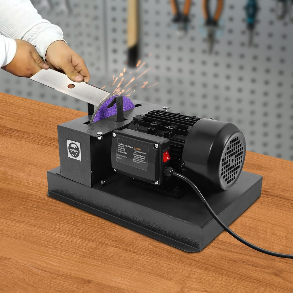 Lawn Mower Blade Sharpener, 3HP 500W Bench Grinder with 2 Sandpapers 2 Brackets, 1700 RPM Powerful Bench Mower Sharpening Machine for High/Low Lift Blades, Gator Blades