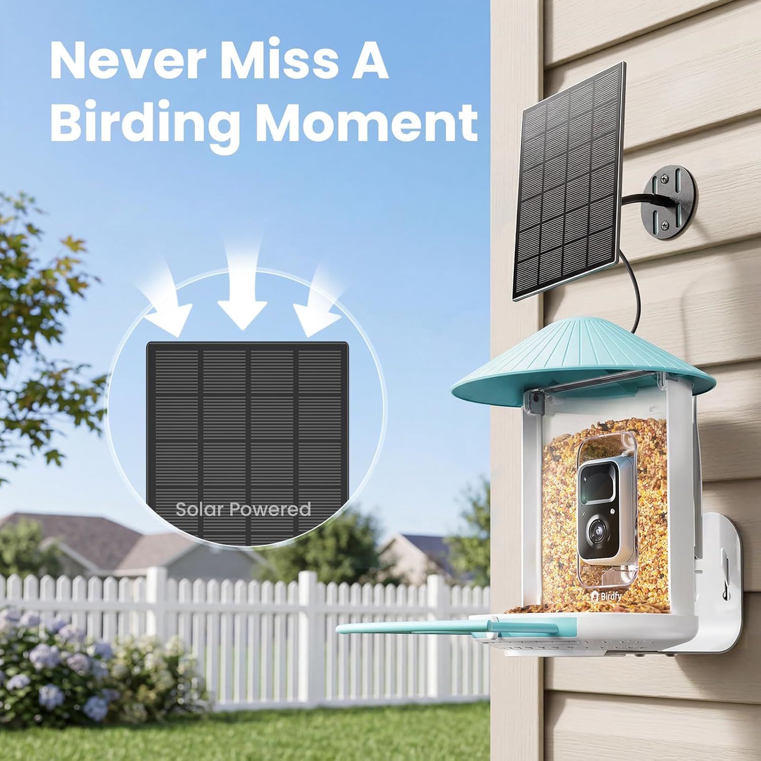 NETVUE by Birdfy Smart Bird Feeder with 2K HD AI Camera Solar Powered, Wireless Wildbird Watching, Live Stream&Color Night Vision, Auto-Capture & Notify, Free Cloud Storage(AI by Subscription)