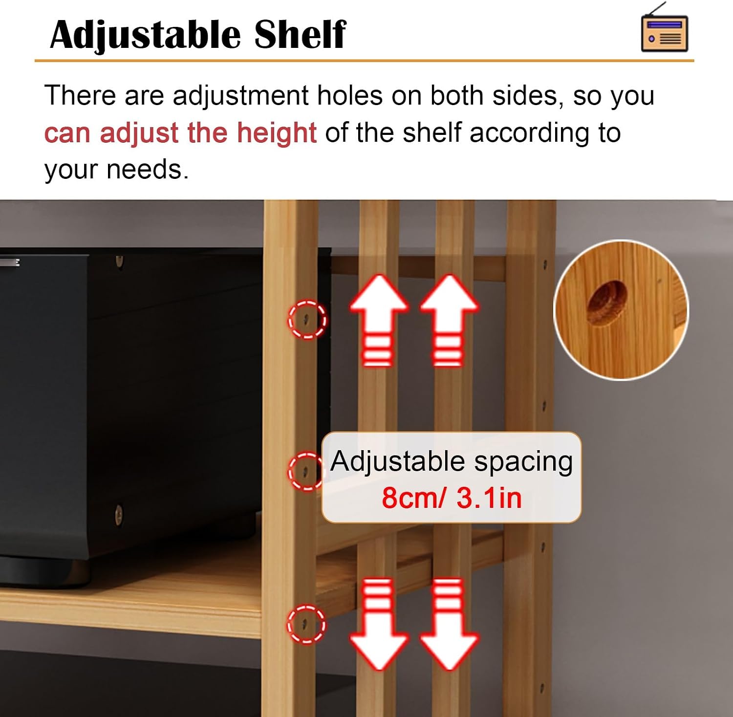 Audio Rack Cabinet for Home Theater/Meeting Room/Store, Corner Record Player Table/TV Stand for DVD & Books & Projectors, Audio Video Equipment Rack(80cm/31.5in)