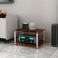 1/2/3/4 Tier Stereo Rack AV Media Stand with Tempered Glass Shelves, Audio Rack Tower CD Record Player Stereo Receiver AV Equipment Cabinet Display Stand,Brown,2 Tier