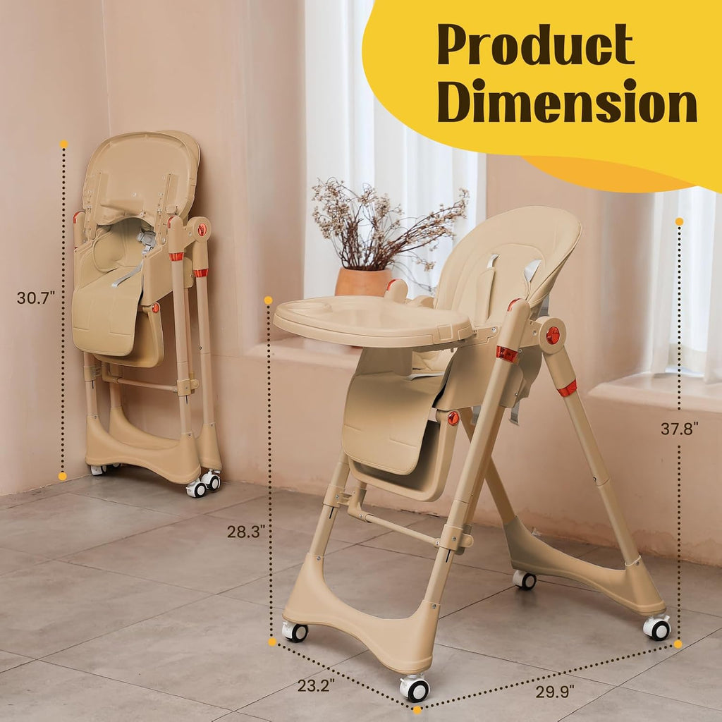 6-in-1 Convertible High Chair with Rocker | Baby High Chair for Newborn to Toddler (0-3 Years) | Adjustable, Foldable & Easy-Clean with Dishwasher Safe Tray & Tool-Free Assembly, Brown