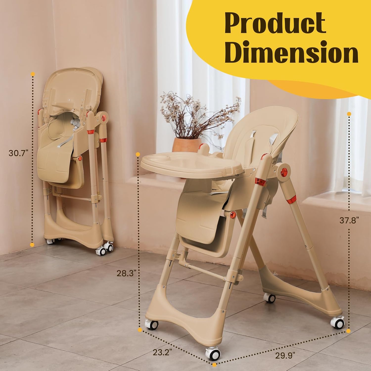 6-in-1 Convertible High Chair with Rocker | Baby High Chair for Newborn to Toddler (0-3 Years) | Adjustable, Foldable & Easy-Clean with Dishwasher Safe Tray & Tool-Free Assembly, Brown