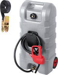 GAOMON Fuel Caddy, 15 Gallon Portable Gasoline Tank Container With Le Fluid Delivery Siphon Pump and 10ft Delivery Hose, Diesel Storage Tank On Wheels for Cars, Lawnmowers, Atvs, and Boats, Gray