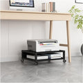 Printer Shelf Stand Rolling Under Desk Printer Stand Office Movable Printer Desk with 4 Wheels & Lock Mechanism Small and Short Printer Shelf for Mini 3D Printer, Black Printer Carts & Stands
