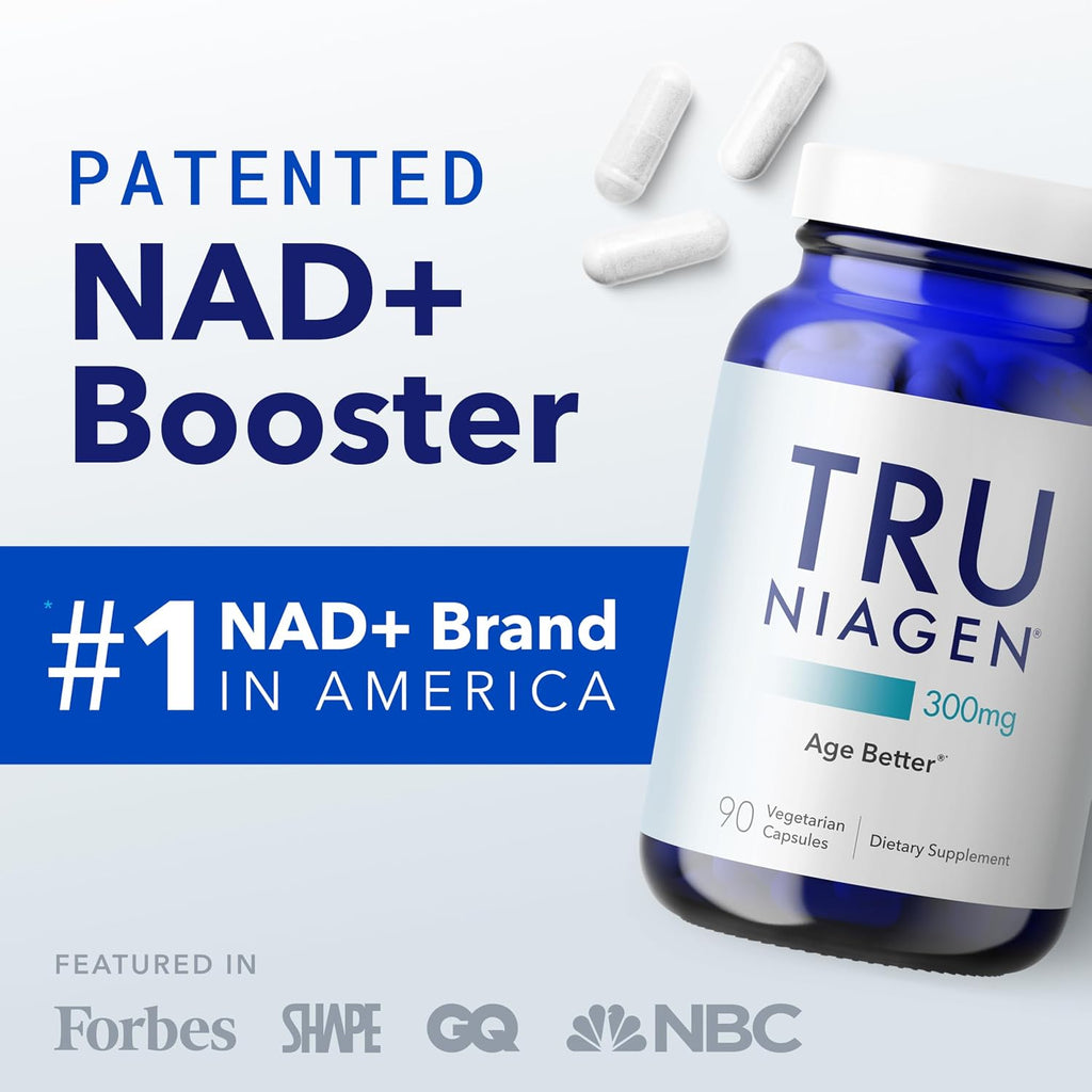 TRU NIAGEN Patented NAD Supplement for Brain Function, Anti Aging & Cell Regeneration, 300mg Niagen, 90 Servings | Supports Cellular Energy, Muscle | Nicotinamide Riboside (NR) Take 1 Daily | 1 Bottle