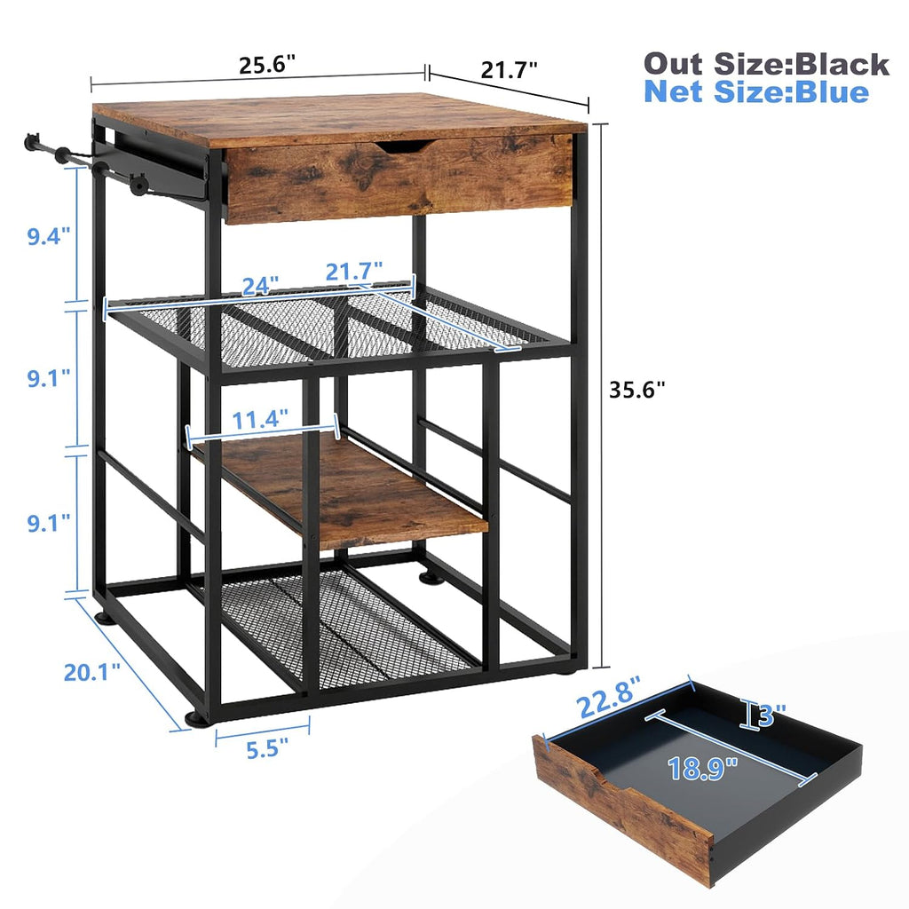 PUNCIA 25.6″ × 21.7″ Platform 3D Printer Stand with Filament Storage, All-in-One Heavy-Duty Rack Organizer for PLA ABS Spools 3D Printing Shelf for FDM & SLA Printers Home Office Workshop Studio Setup