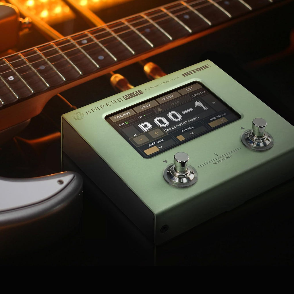 HOTONE Multi Effects Processor Pedal Guitar Bass Amp Modeling IR Cabinets Simulation Multi LanguageStereo OTG USB Audio Interface Ampero Mini MP-50 (Include 10 PCS Additional Footswitch Toppers)