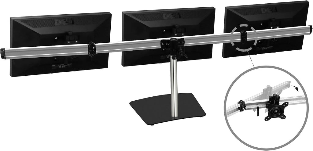 SIIG Premium Aluminum Triple Monitor Stand - 3 Monitors 13' to 27' Up To 17.6 lbs VESA 75 and 100 (CE-MT2111-S1)