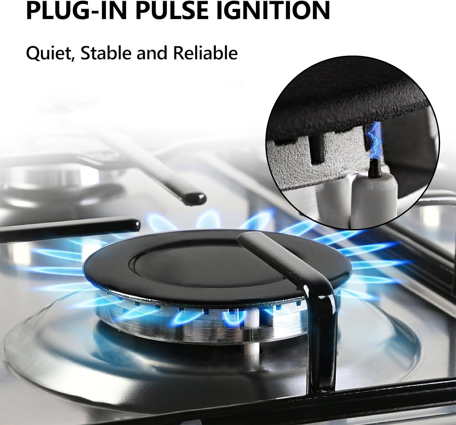 Gas Stove 24 inch, Propane Gas Cooktop Gas Stove 4 Burners for RVs, Motor Homes, NG LPG Convertible Gas Hob
