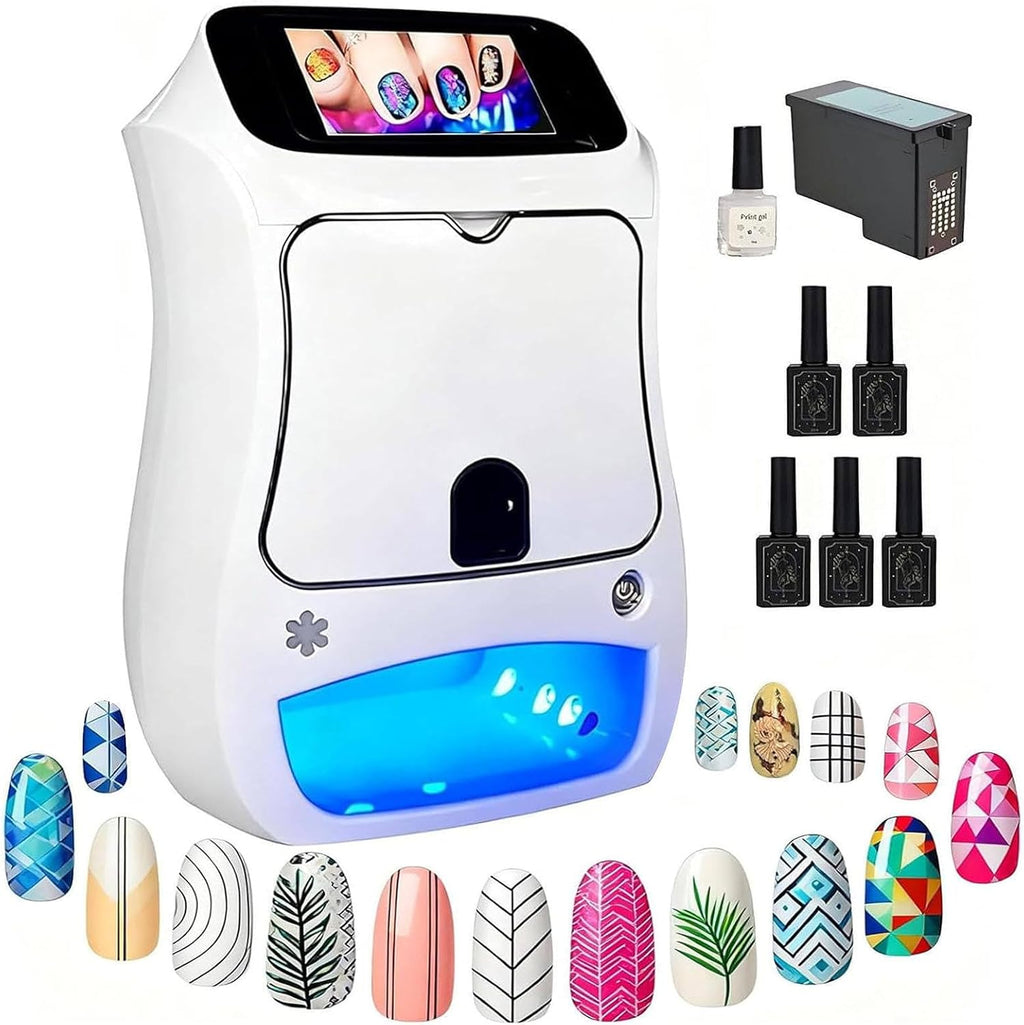 Portable Digital Nail Printer Machine, Automatic 3D Nail Painting Machine with Touch Screen /1000+ Designs, Smart DIY Nail Art Printing Machine for Home Nail Salon Cute Girls
