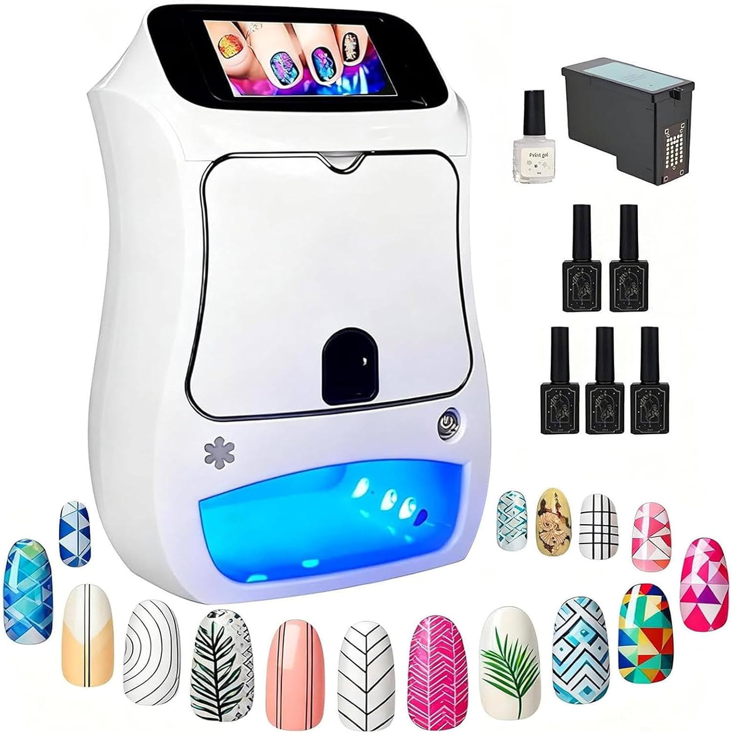 Portable Digital Nail Printer Machine, Automatic 3D Nail Painting Machine with Touch Screen /1000+ Designs, Smart DIY Nail Art Printing Machine for Home Nail Salon Cute Girls