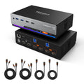 TESmart 8K@60Hz HDMI KVM Switch 2 Monitors 2 Computers USB 3.0, HDMI KVM Switch Dual Monitor 4K@144Hz for Gaming Dock, Support EDID, Gigabit Network, Hotkey Switch, Audio & Mic with All Input Cables