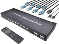 HDMI KVM Switch 8 Port - KVM Switcher for 8 Computers Share 1 Monitor & 3 USB 2.0 Devices,Keyboard Mouse Printer,Support 4K@60Hz, 8 Cables 1 IR Remote Included