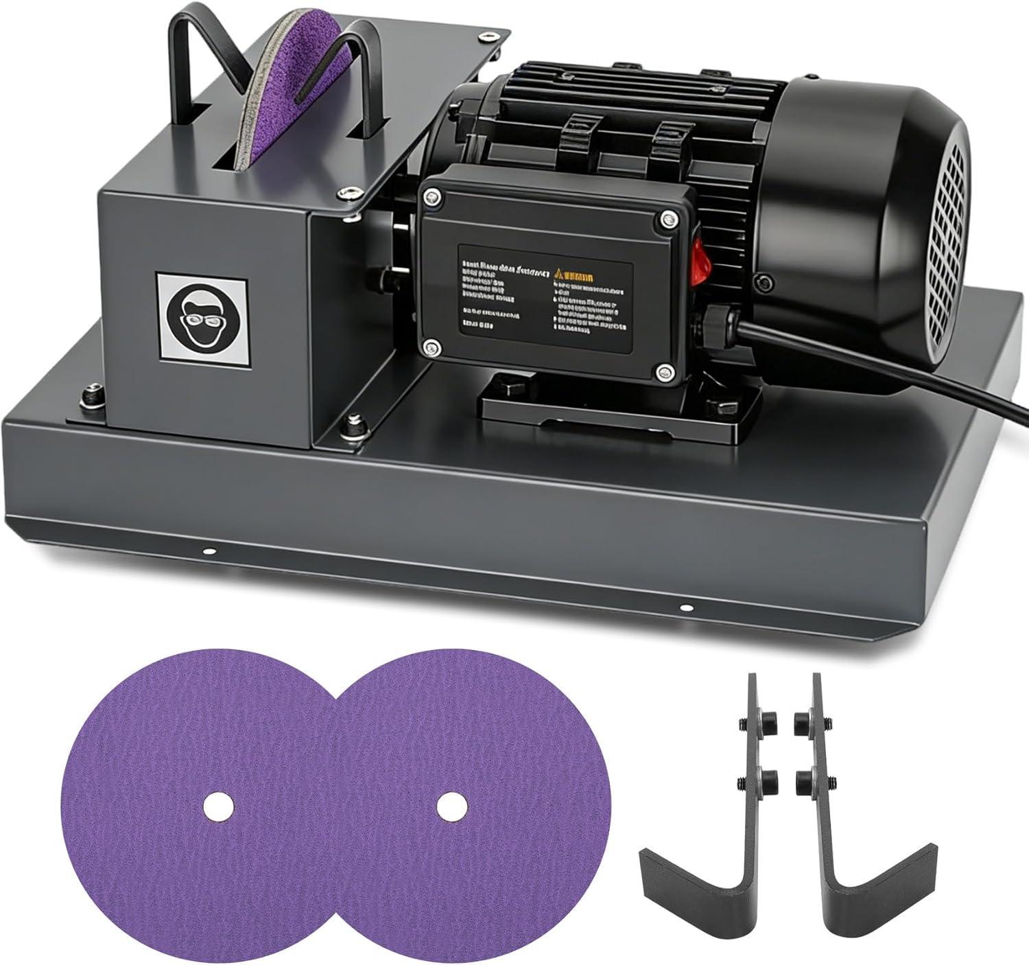 Lawn Mower Blade Sharpener – 2/3HP 500W Lawnmower Bench Grinder with 7-Inch Ceramic Grinding Wheel, Extra 60-Grit Ceramic Sandpapers, and 30°/40° Brackets for High/Low Lift, Gator & Flat Blades