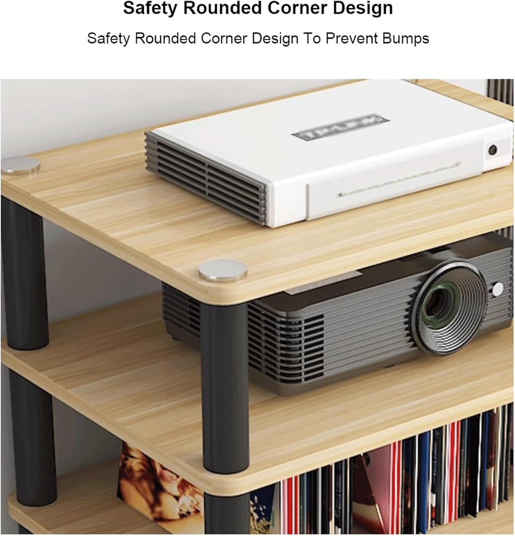 Audio Rack Multi-Layer Stereo Rack Audio Equipment Rack Audio Open Rack Cabinet Wooden HiFi Rack Audio-Video Shelving with Steel Pipe(Natural,2 Tier)