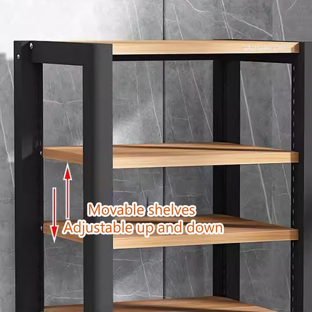 AV Media Stand, 2/3/4/5-Tier Audio Rack with Adjustable Shelf, Entertainment TV Shelves, Floor-Standing Stereo Cabinet Corner Shelf, Metal Storage Frame(Natural,3 Tier 60x50x64CM)