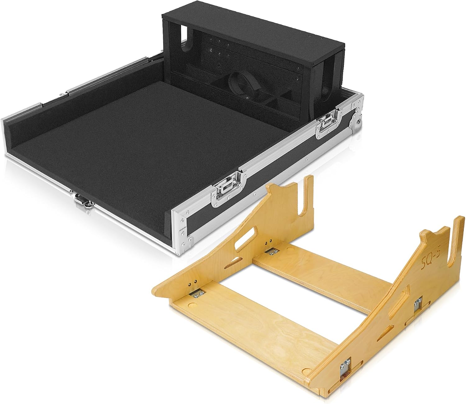 Sound Town ATA Plywood Mixer Case for Allen & Heath SQ5 with Interior Foam Protection, Doghouse, Caster Wheels and Removable 5/8 Inch Birch Plywood Tray (STRC-SQ5DH)