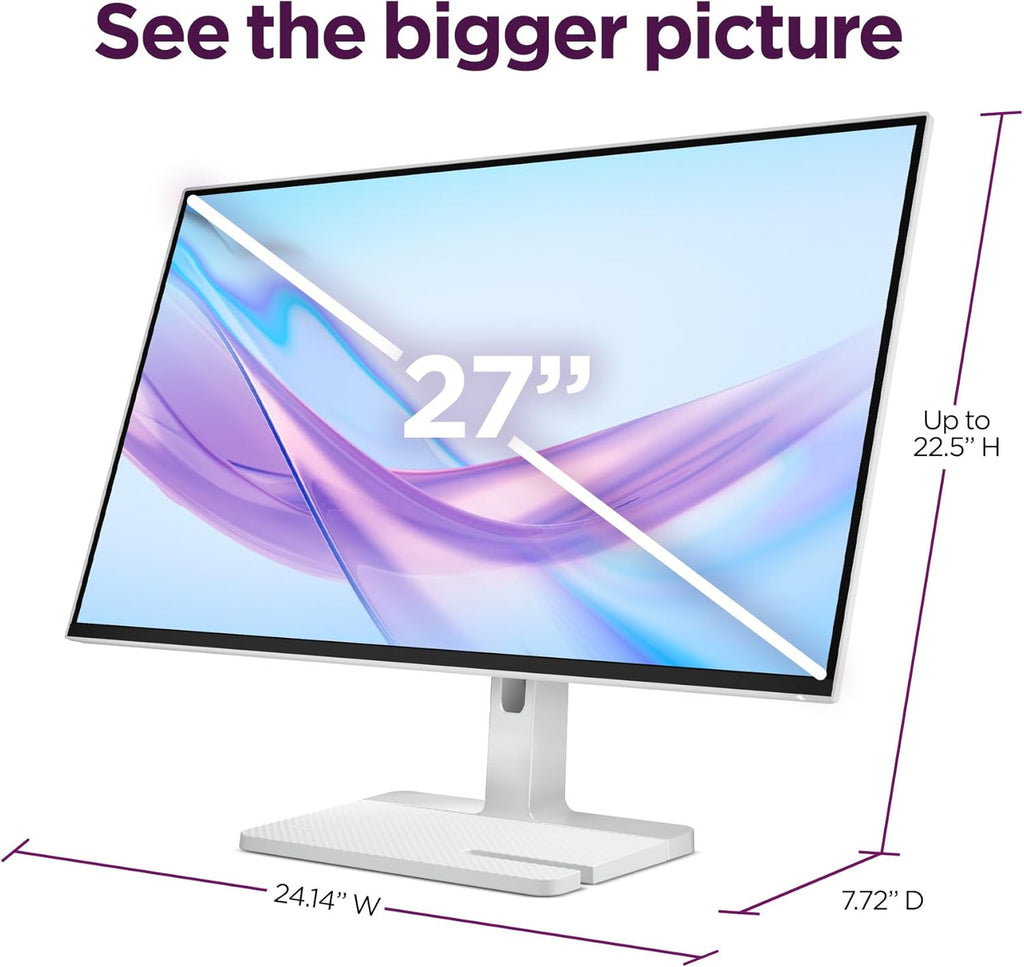 Lenovo L27q-4a - Everyday Monitor - 27' QHD IPS Display - 100Hz Refresh Rate - MaxxAudio® Tuned Speakers - VESA MediaSync - 1ms MPRT - Cloud Grey - Tilt Stand